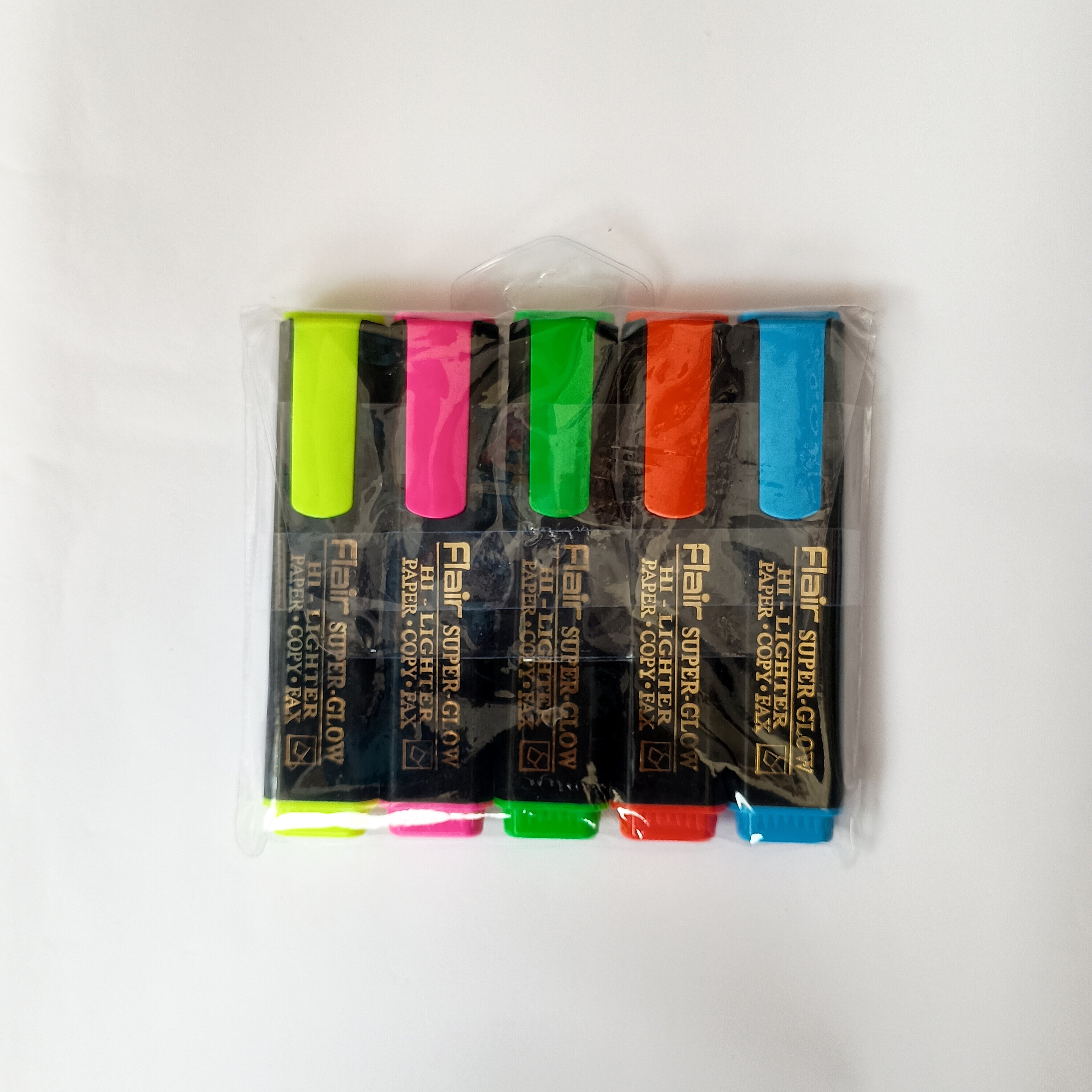 Flair Hi-Lighter | Smooth & Bright Highlighting Pen | 5 Colours Pack