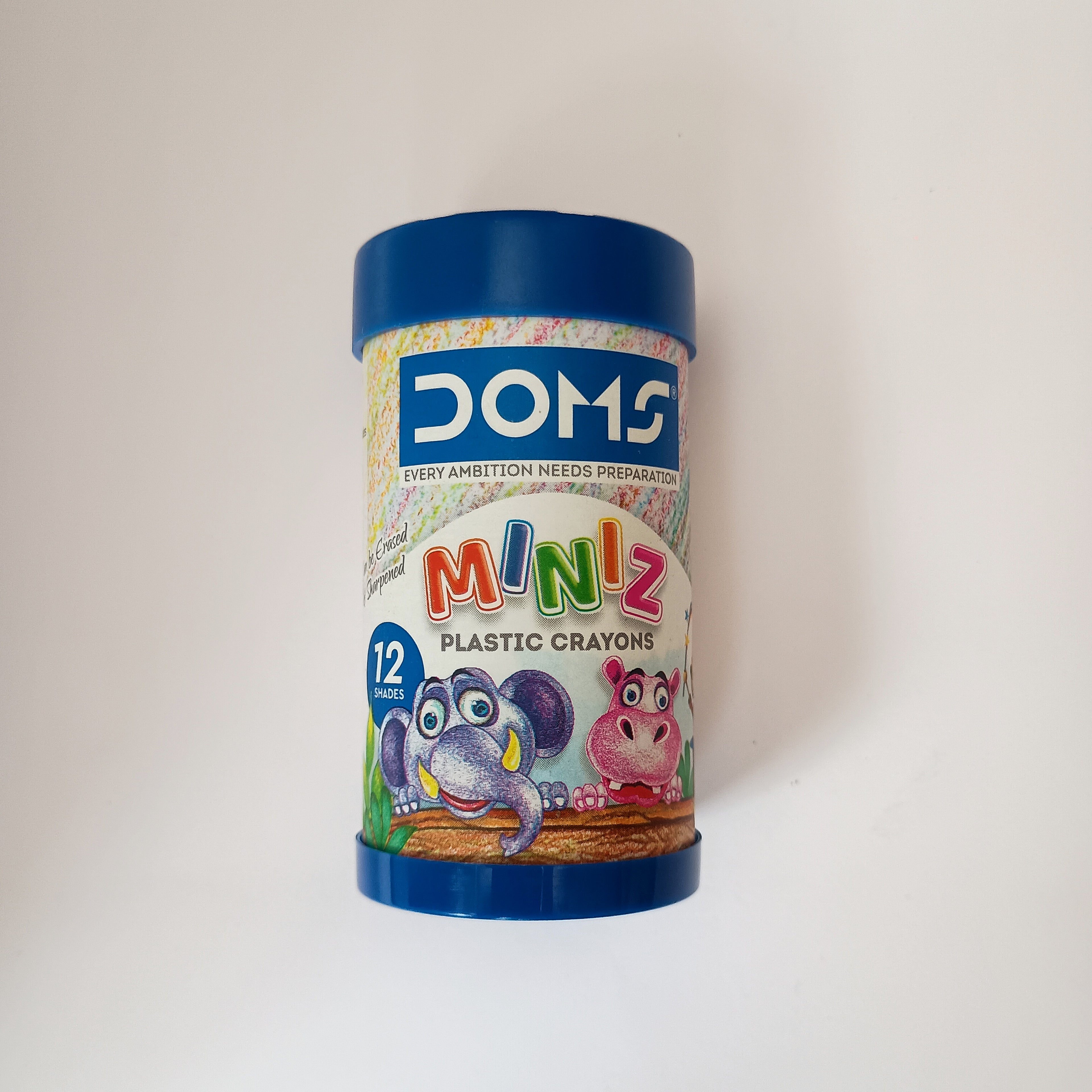 Doms Miniz Plastic Crayons - 12 Colours Pack | Non-Toxic Kids Friendly Doms Crayons