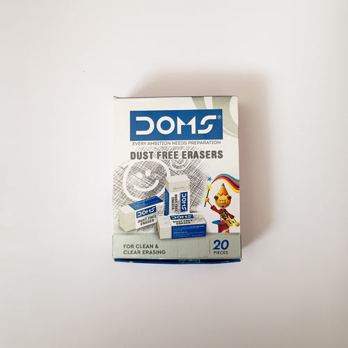 Doms Erasers | Non-Dust Eraser | 20 Pieces Pack for School & Office
