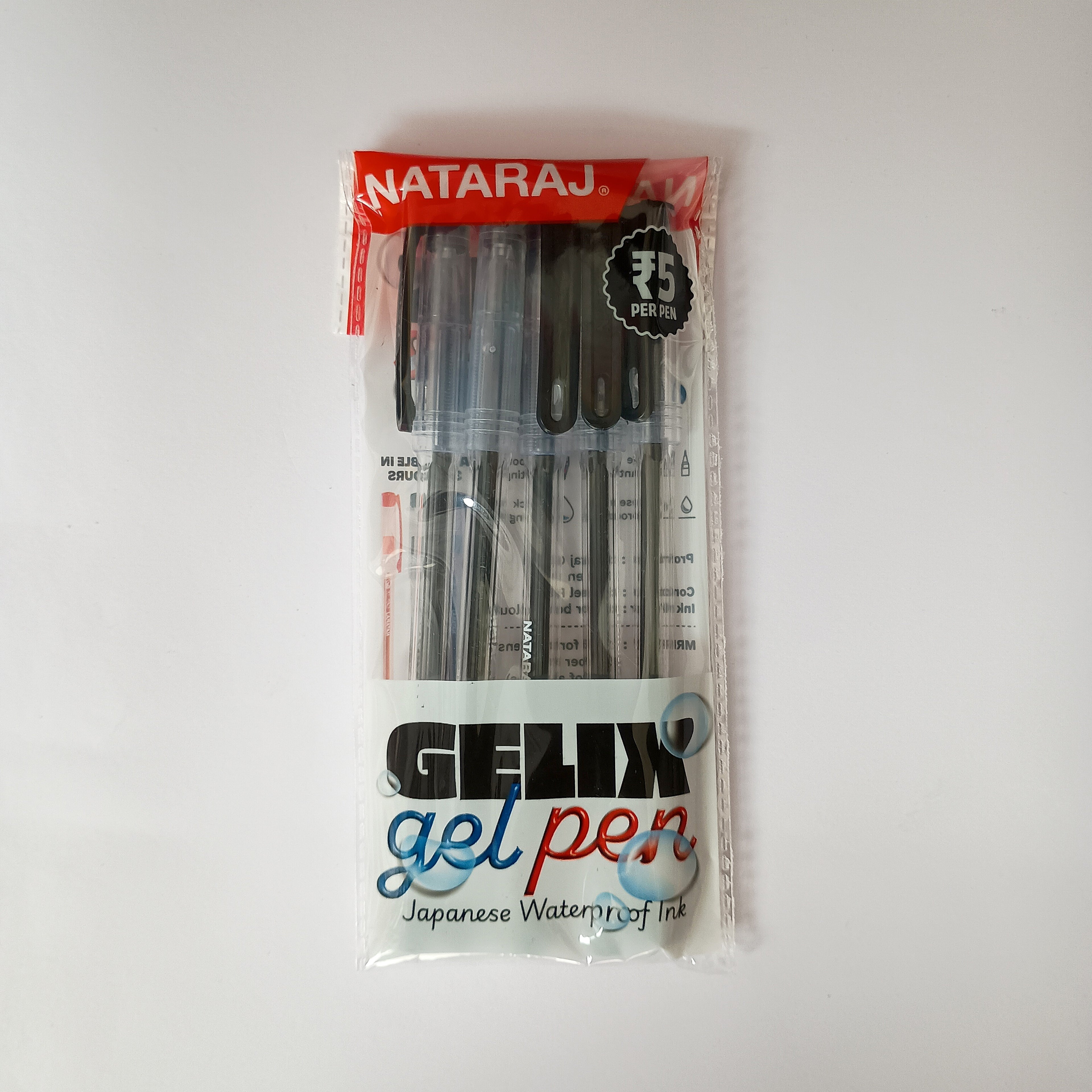 Nataraj Gelix Gel Pen | Smooth Writing | 5 Pieces Pack