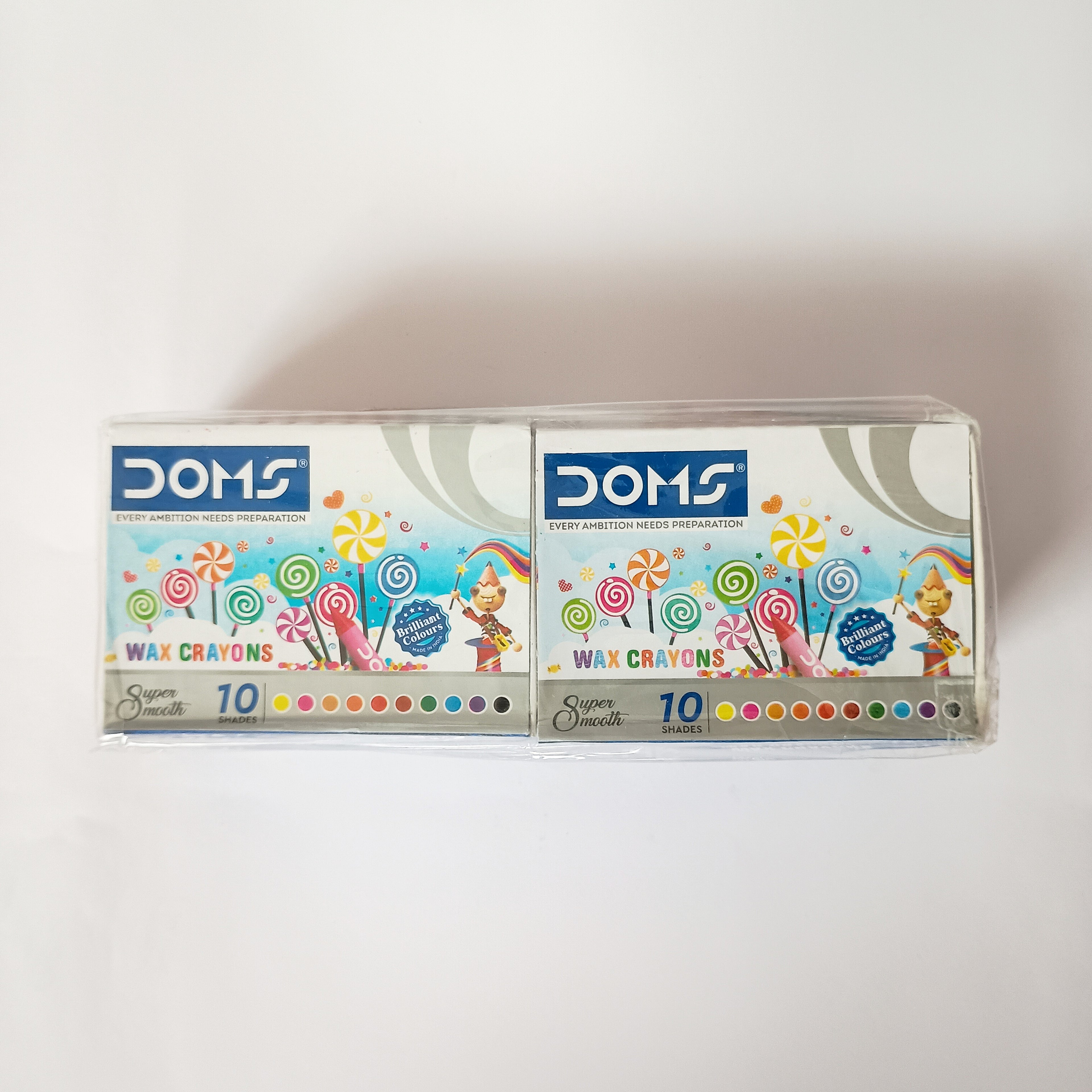 Doms Wax Crayons | 10 Colours Pack | Smooth & Vibrant Drawing Crayons | 10 box pack