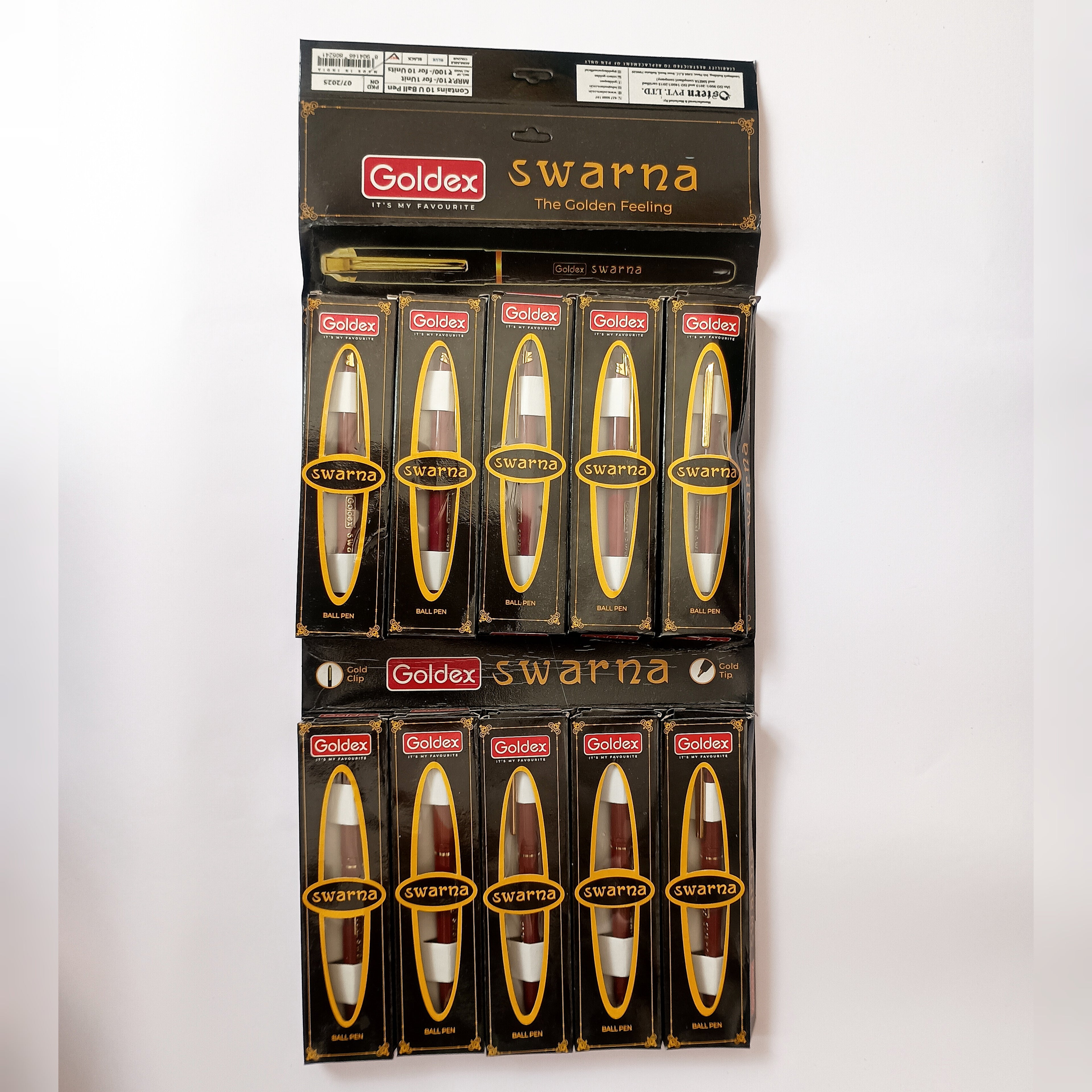 Goldex Swarna Red Ball Pen - 10 Pens Pack | Smooth Writing Premium Ball Pen